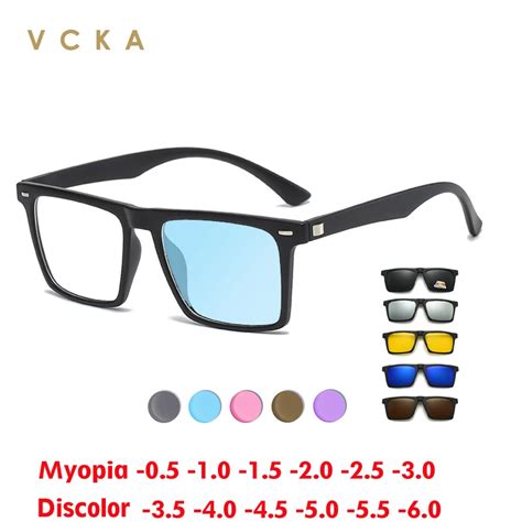 VCKA Discoloration Blue Myopia Glasses Frame Retro Men Square