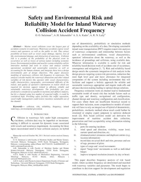 Pdf Safety And Environmental Risk And Reliability Model For Inland