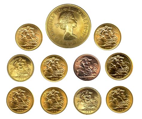 Queen Elizabeth Ii Sovereigns 1957 1982 Complete Pre Decimal And Decimal Allgold Coins