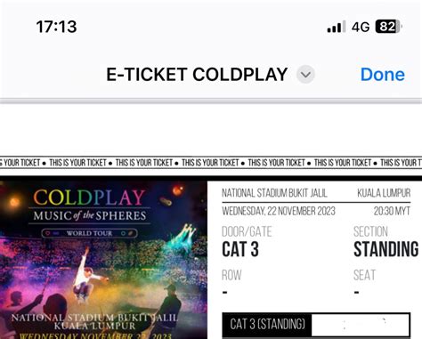 Coldplay In Kl Cat Standing Ticket X Tickets Vouchers