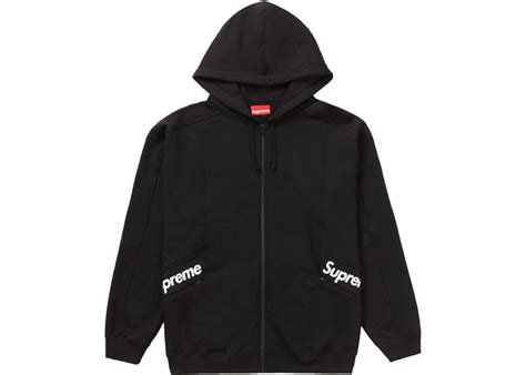 Supreme Color Blocked Zip Up Hooded Sweatshirt Black