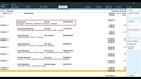 Tally Add On Print Contact Details In Bill Party Wise Report In