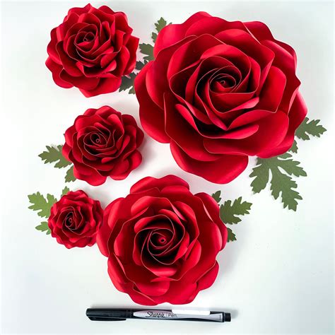 Free Rose Paper Flower Template Pdf Printable Templates