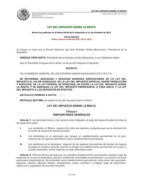 PDF Ley Del Impuesto Sobre La Renta CANACAR LEY DEL IMPUESTO