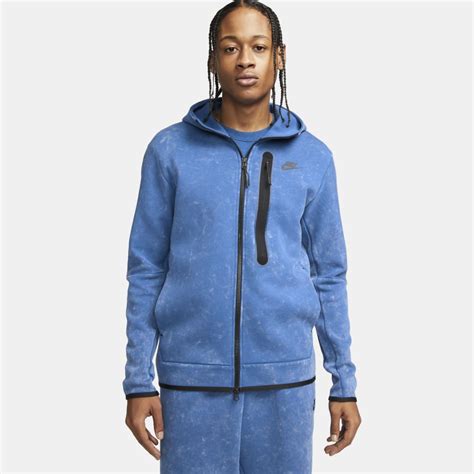 Nike Sportswear Tech Fleece Mens Wash Full Zip Hoodie In Marina Blue