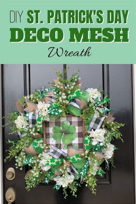 Diy St Patricks Day Door Wreath With Deco Mesh Southern Charm Wreaths