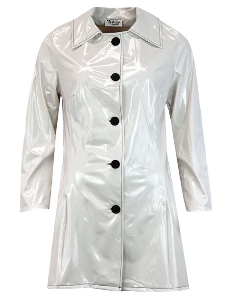 Madcap England Jackie Retro Mod S Pvc Raincoat In White