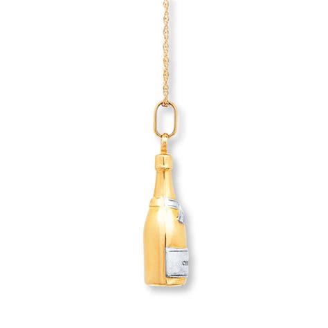 Champagne Bottle Necklace 10k Yellow Gold Womens Necklaces