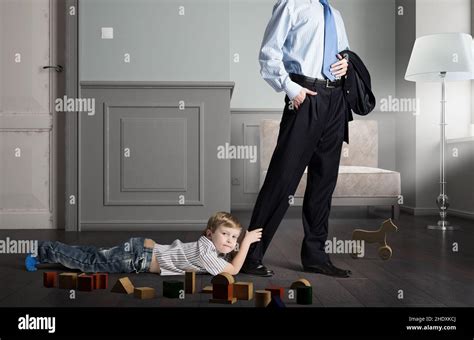 Father Leaving Son Working Dad Fathers Leave Sons Stock Photo