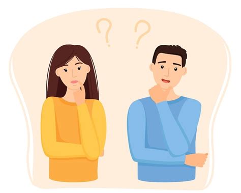 Premium Vector Thinking Woman And Man With Question Marks Vector Illustration