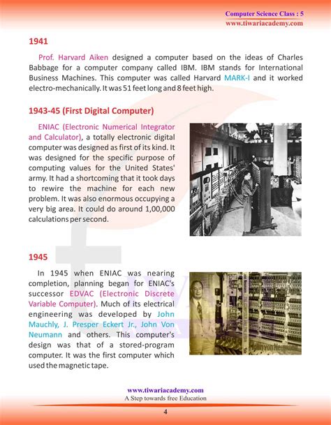 Class 5 Computer Science Chapter 1 History Of Computer