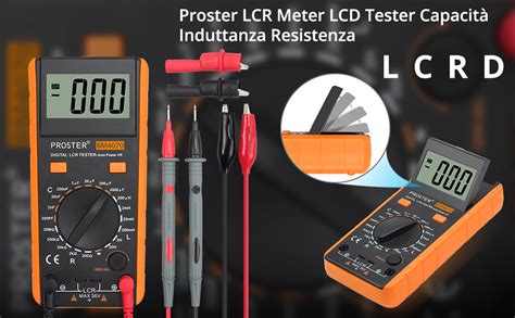 Proster LCR Meter LCD Tester Capacità Induttanza Resistenza Misuratore