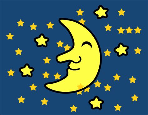 Dibujo De Luna Con Estrellas Pintado Por En Dibujos Net El D A