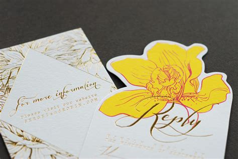 Floral and Gold Foil Wedding Invitations