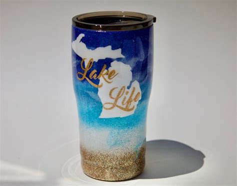 Lake Life Tumbler Michigan Tumbler Life Is Better At The Lake Glitter