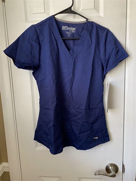 Barco Greys Anatomy Scrub Top V Neck 2 Pocket Shirred Back Extra Small Navy Ebay