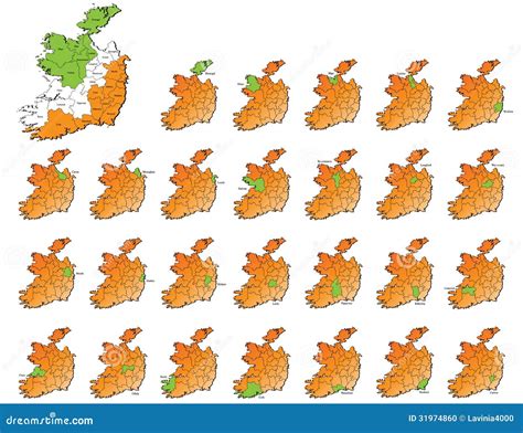 Ireland Provinces Maps Stock Vector Illustration Of Color 31974860