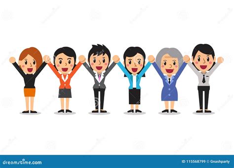 Cartoon Vector Happy Business Team Stock Vector Illustration Of