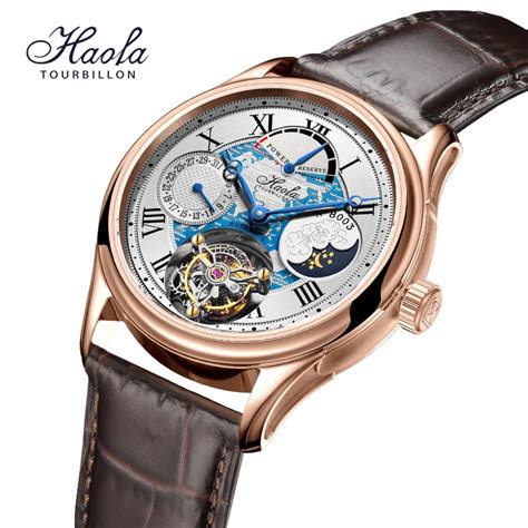 HAOFA reloj mecánico TIANGONG Tourbillon para hombre cronógrafo con