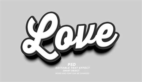 Psd Love 3d Modelo Photoshop De Efeito De Texto Editável Psd Premium