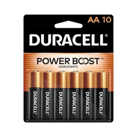 Duracell Coppertop Alkaline Aa Battery 10 Pack Double A Batteries 004133304964 The Home Depot