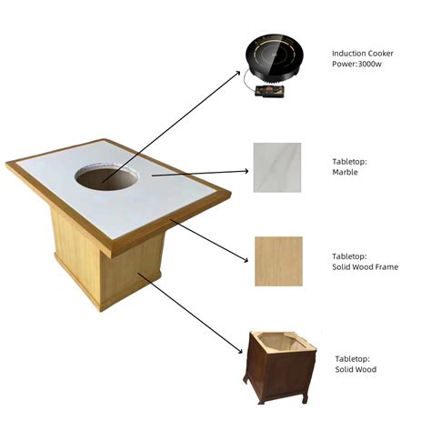 Marble Hot Pot Table With Solid Wooden Frame And Table Leg Besthotpottable