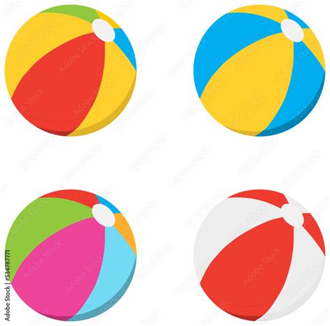 Beach Ball A Set Of Cartoony Multi Colored Beach Balls In A White