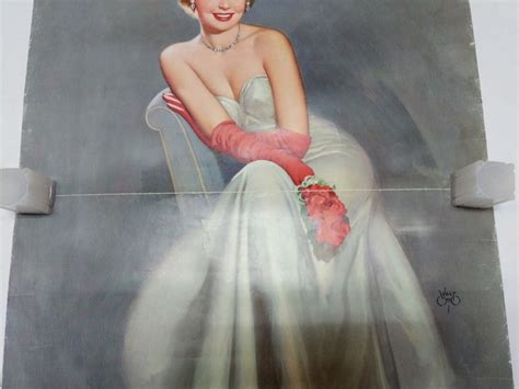 Vintage Walt Otto Art Print Glad Youre Here 50s Pin Up Girl Female