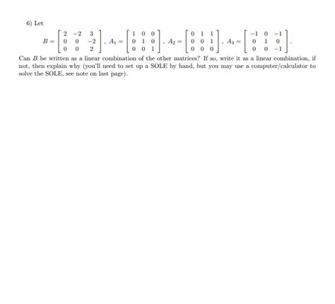 Solved Can B be written as a linear combination of the other | Chegg.com