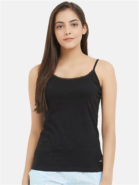 Buy Fruit Of The Loom Women Black Solid Camisoles Fcas02 A1s1