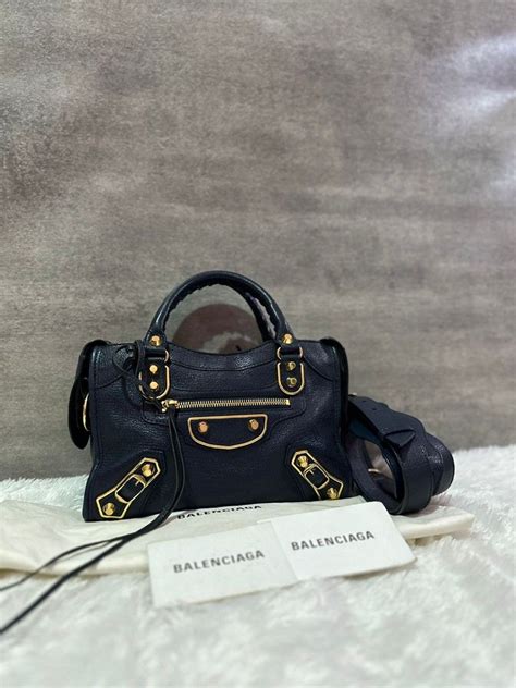 Vgc Balenciaga Mini Metallic Edge Navy Ghw X X Cm With Db