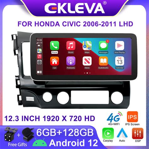 Ekleva Radio Otomatis 123 Inci Ips Dsp 2 Din Untuk Honda Civic 2006 2011 Lhd Pemutar Video