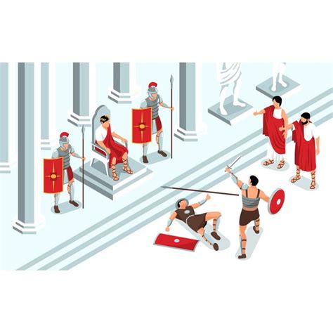 Isometric Ancient Rome Gladiators 201010524 Vector Illustration Concept