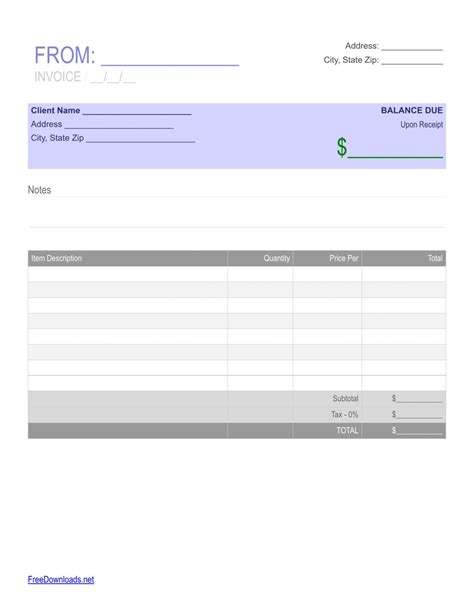 Printable Download Simple Blank Receipt Template Excel Pdf Rtf Payment