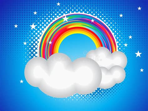 Kaart Met Regenboog En Wolk Vector Illustratie Illustration Of