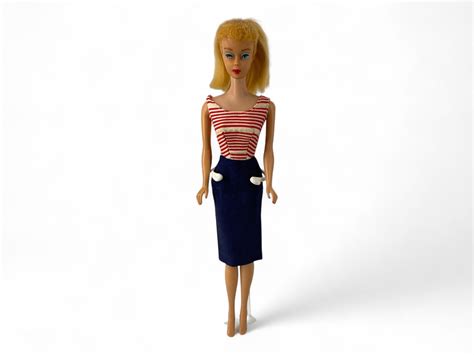 Lot Blonde Ponytail Barbie With Cruise Stripes Dress
