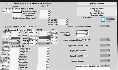 Electrical Load Excel Spreadsheet