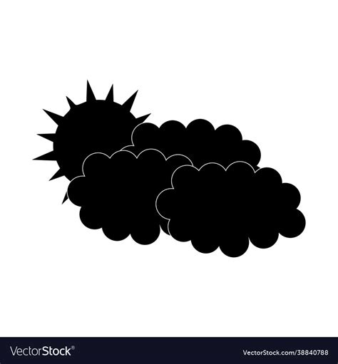 Sun And Clouds Icon Is Black On A White Royalty Free Vector