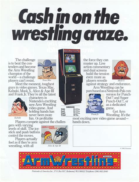 The Arcade Flyer Archive Video Game Flyers Arm Wrestling Nintendo