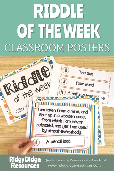 Riddle Of The Week Classroom Posters Ridgy Didge Resources