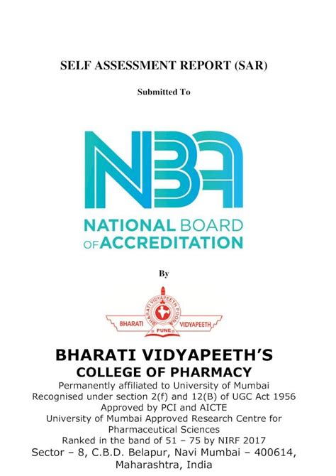 Pdf Nba Sar Bharati Vidyapeeths College Of Pharmacy Sec