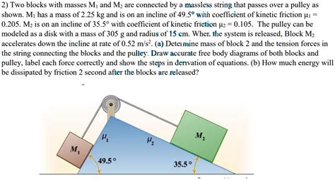 Solved Two Blocks With Masses M And Mz Are Connected By A Massless