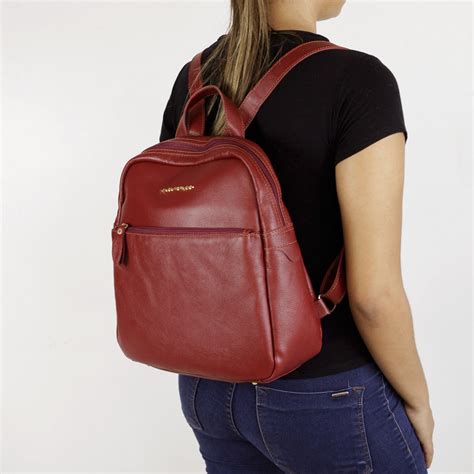 Mochila Feminina De Couro Leg Timo Bordeaux