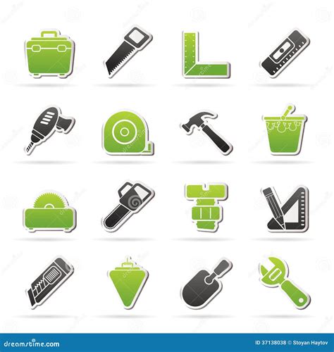 Construction Objects And Tools Icons Stock Vector Illustration Of