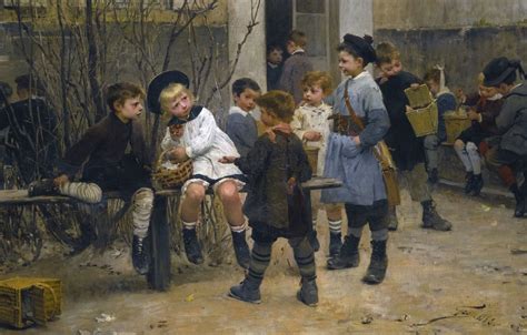 Wallpaper 1882 French Painter Henry Jules Jean Geoffroy Time For The