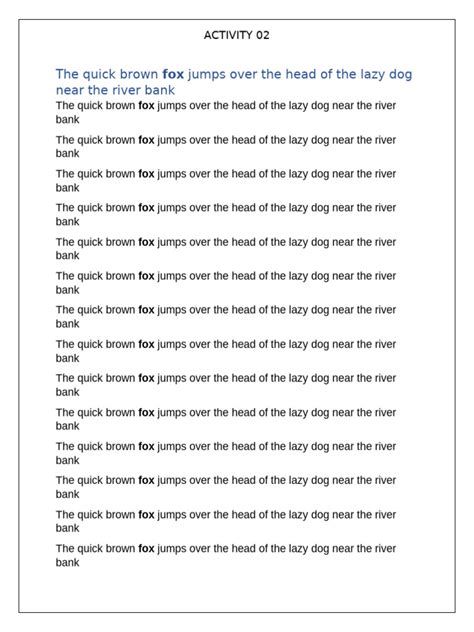 The Quick Brown Fox Jumps Over The Head of The Lazy Dog Near The River ...