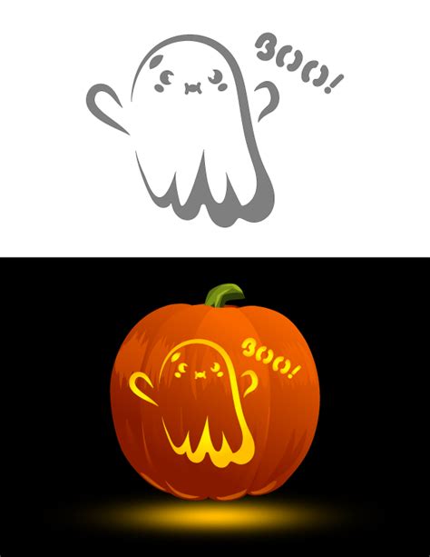 Printable Kawaii Ghost Pumpkin Stencil | Halloween pumpkin carving ...