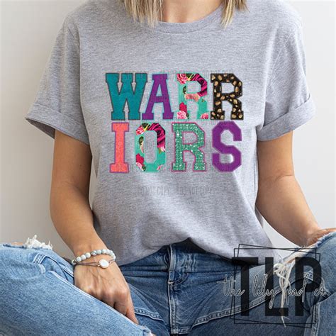 Warriors Faux Embroidery Applique Dtf Transfer The Lily Pad Tlp