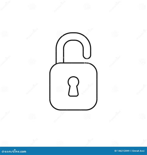 Vector Icon Of Opened Unlocked Padlock Black Outline Stock Vector