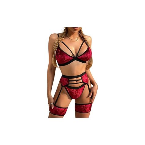 Aranmei Set Lingerie Sexy Da Donna Pezzi Con Reggicalze E Bretella